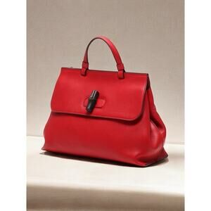 GUCCI 370830 Bamboo Daily Large Calfskin Leather Two-Way Top Handle Bag